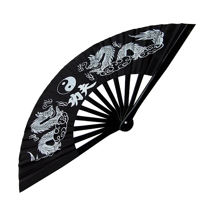 Black Tai Chi Kung Fu Bamboo Rib Fan (Fan08)