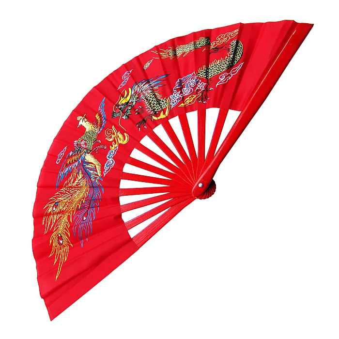 Red Dragon Phoenix Tai Chi Kung Fu Bamboo Rib Fan (Fan09)