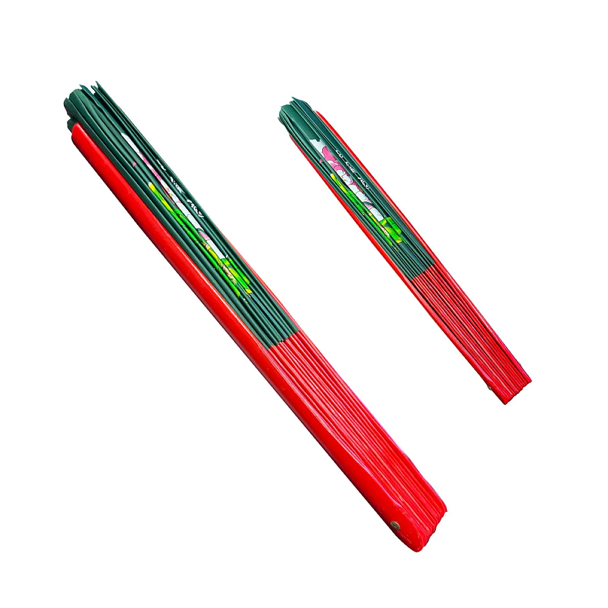 Green Peony Tai Chi Kung Fu Fan (Fan15) – Elegant Floral Design with Red Bamboo Ribs