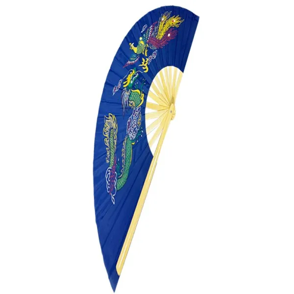 Fan17-1 Blue Dragon Phoenix Taichi Fan with original Bamboo Rib