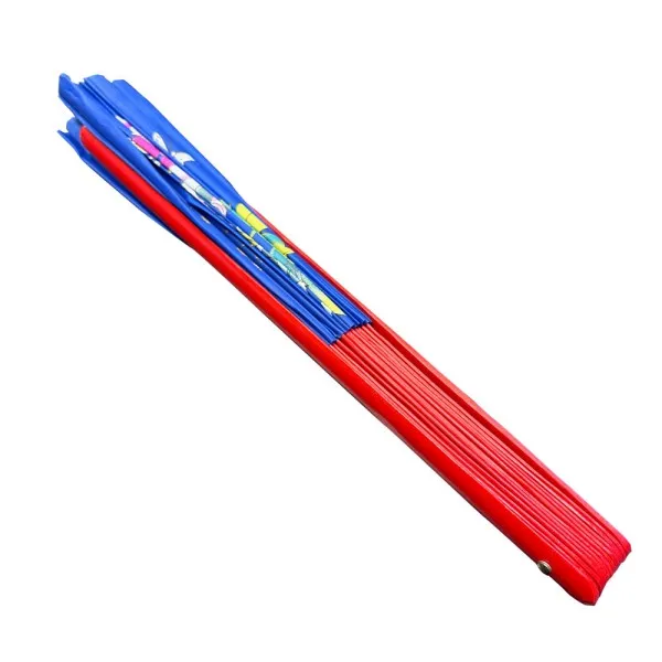 Blue Mudan Tai Chi Kung Fu Fan with Red Bamboo Ribs (Fan18)
