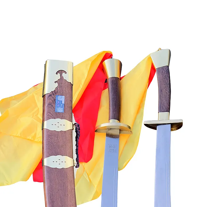 Traditional Double Broadsword with Pear Wood Scabbard - TDS003