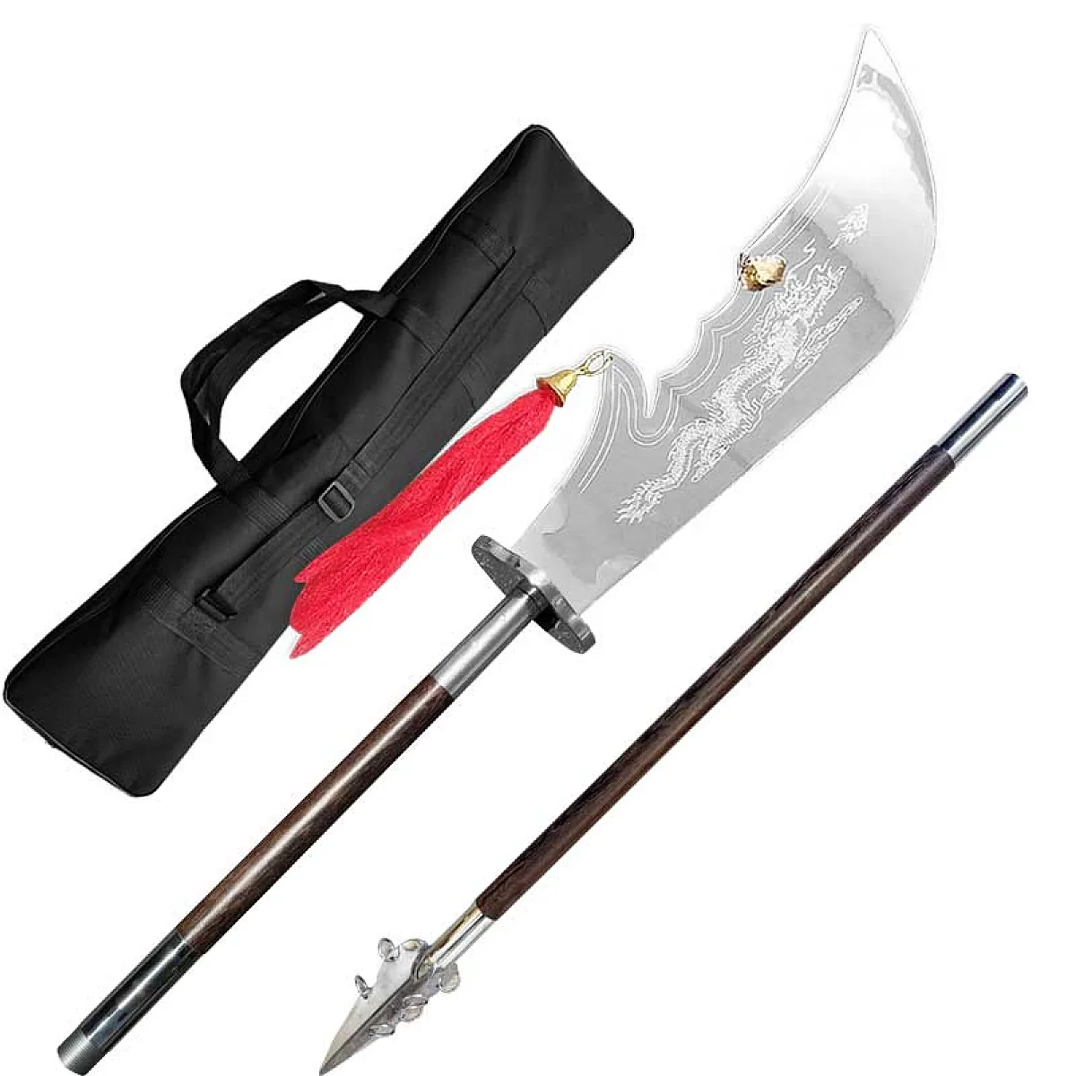 Traditional kungfu Kwandao with 2 pieces Solid Wenge wood handle_ firm Blade