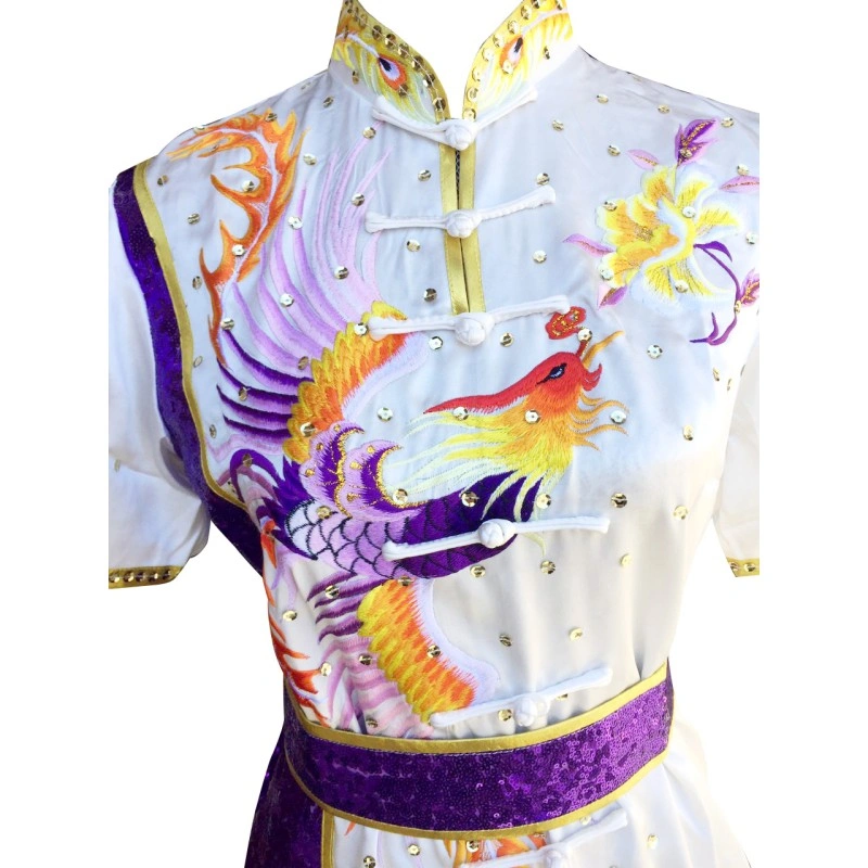 PSU024 – White Phoenix Embroidery Silk Kung Fu Uniform