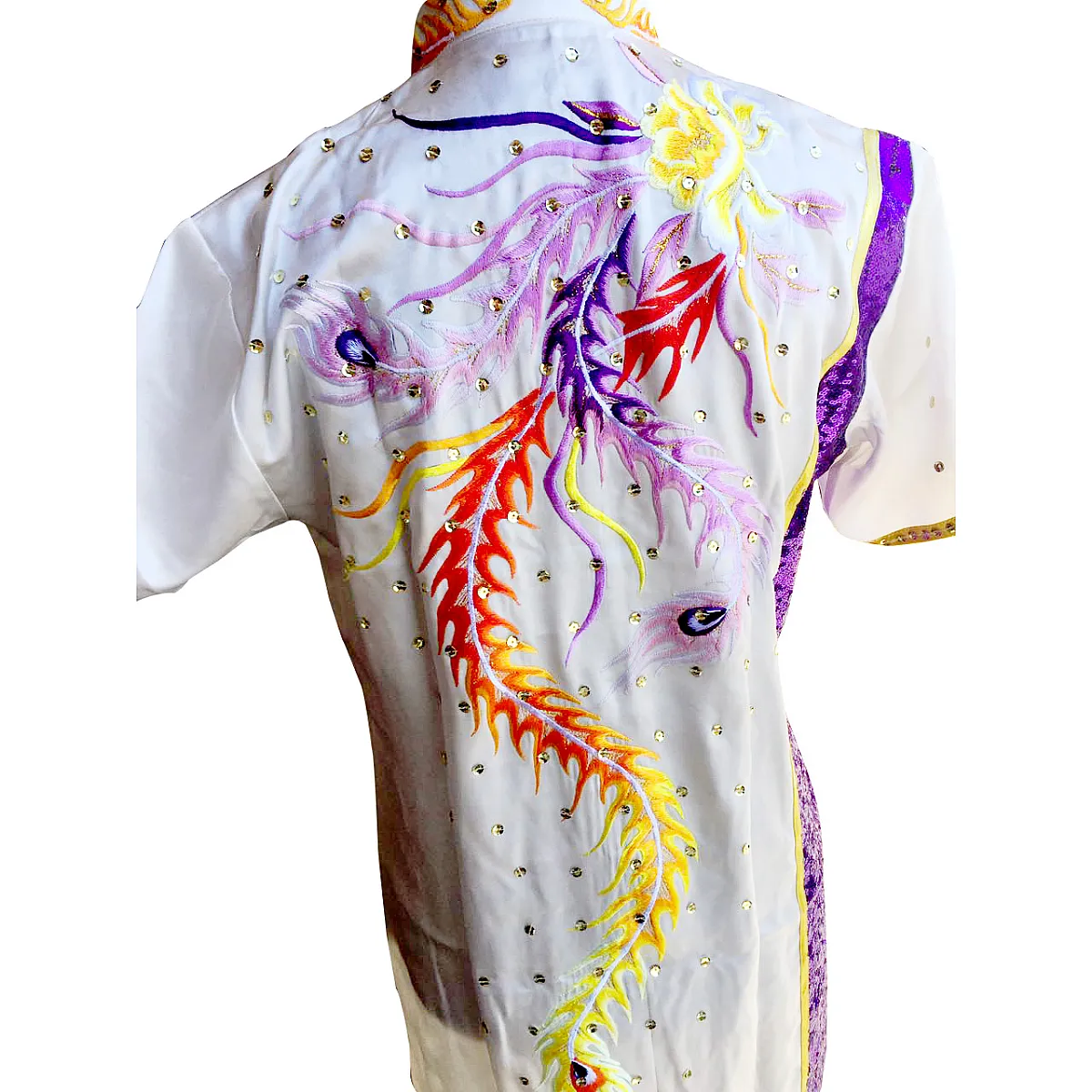 PSU024 – White Phoenix Embroidery Silk Kung Fu Uniform