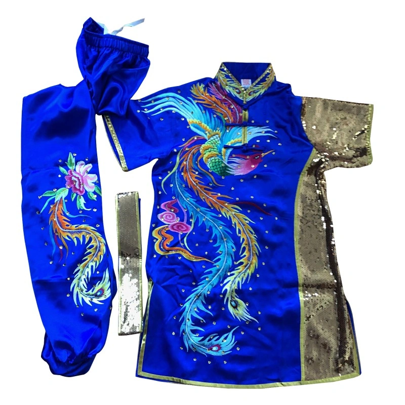 PSU031 – Blue Phoenix Embroidery Silk Kung Fu Uniform