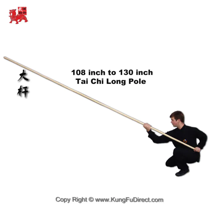 Tai Chi Long Pole – White Wax Wood Staff for Traditional Martial Arts