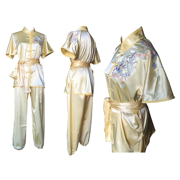 U0710 - Pale Yellow Satin Uniform with Dragon Embroidery