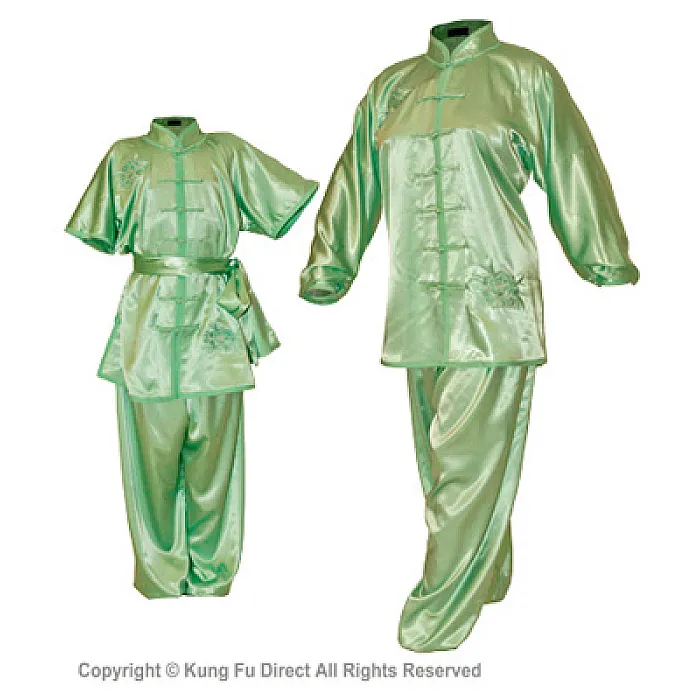U0713 - Green Satin Uniform with Flower Embroidery