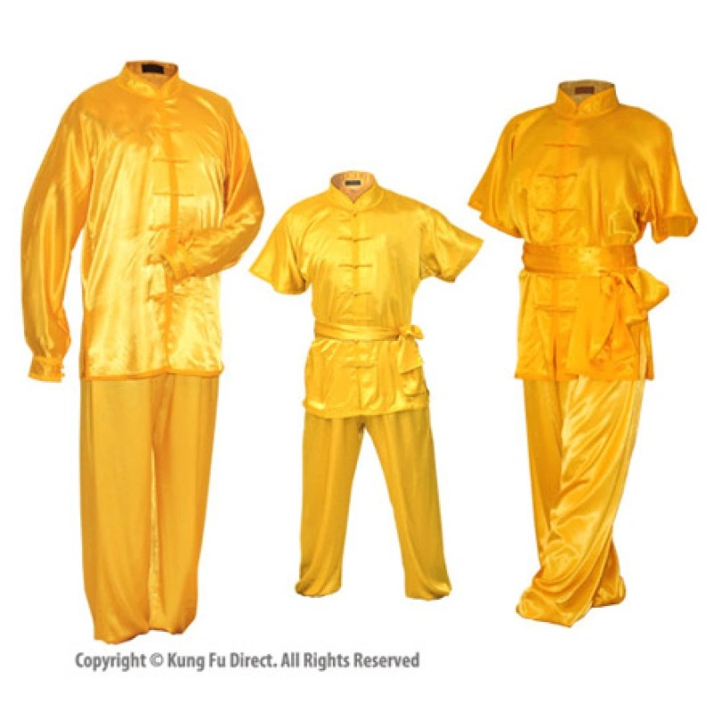 U0752 Yellow Satin Martial Arts Competition Uniform