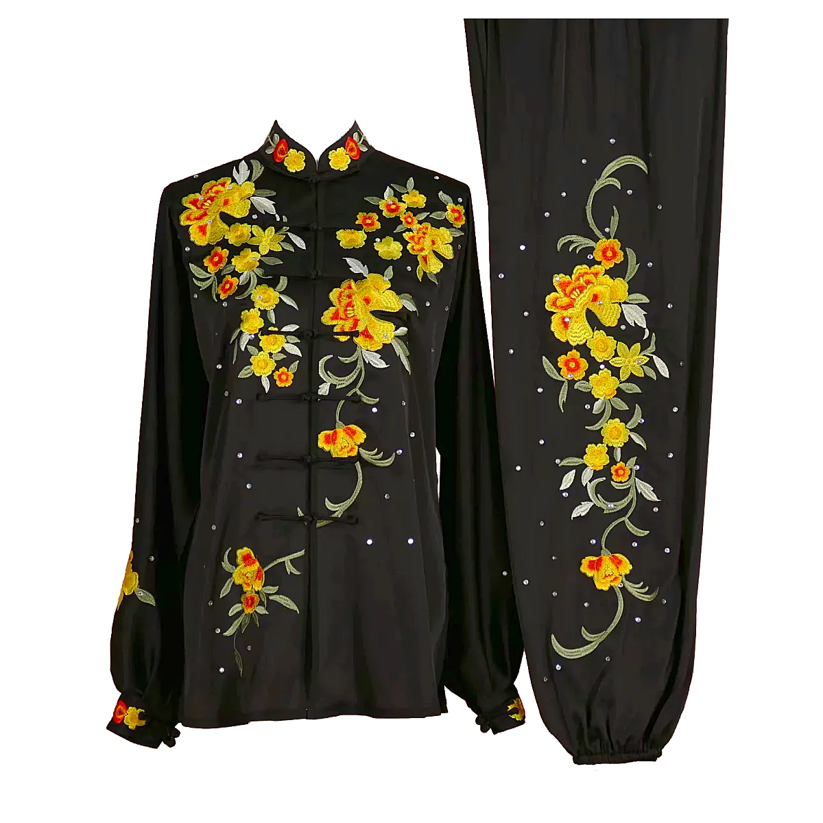 UC019 - Black Uniform with Flower Embroidery