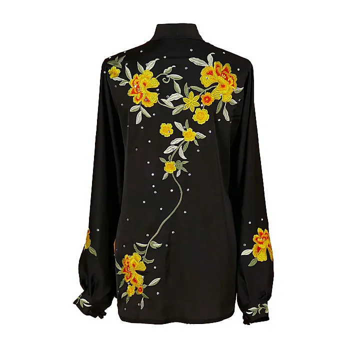 UC019 - Black Uniform with Flower Embroidery