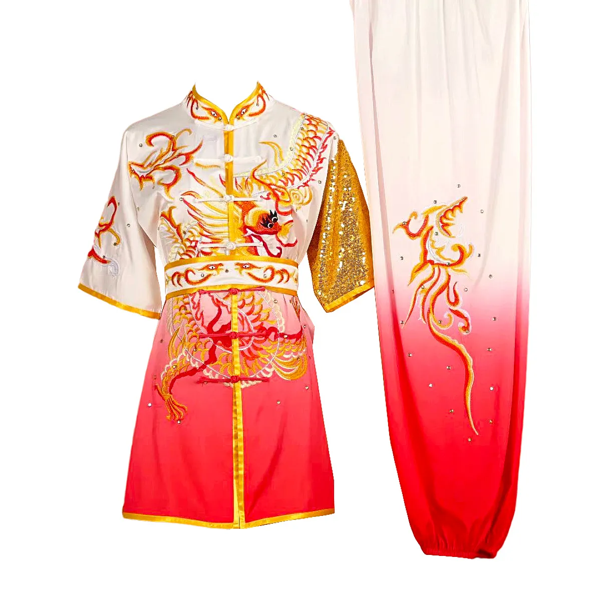 UC035 - White/Red Uniform with Dragon Embroidery