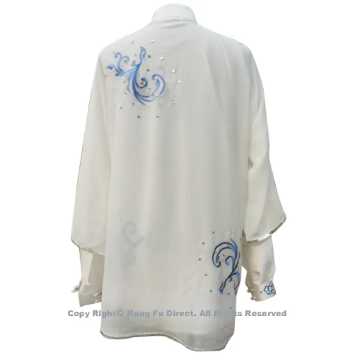 UC065 - White Uniform with Blue Abstract Dragon Embroidery