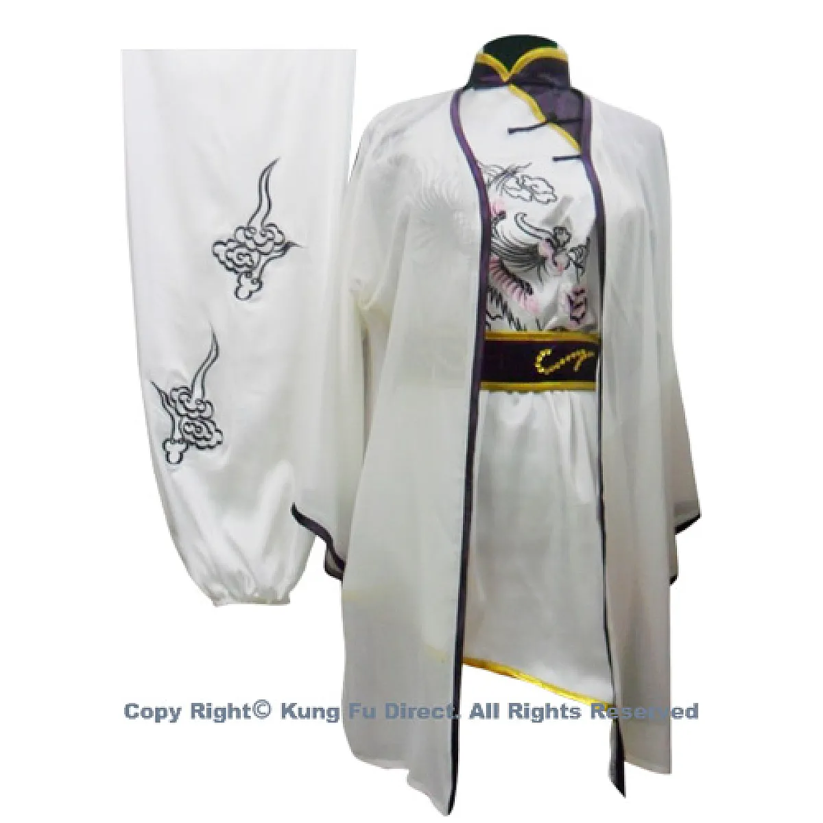 UC101 - White Shawl with Dark Purple Trim - Shawl only 