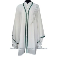 UC109 - White Shawl with Dark Green Trim－ Shawl Only