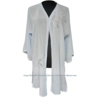 UC115 - Light Blue Shawl with Sliver Flower Embroidery