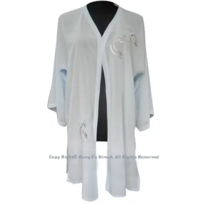 UC115 - Light Blue Shawl with Sliver Flower Embroidery
