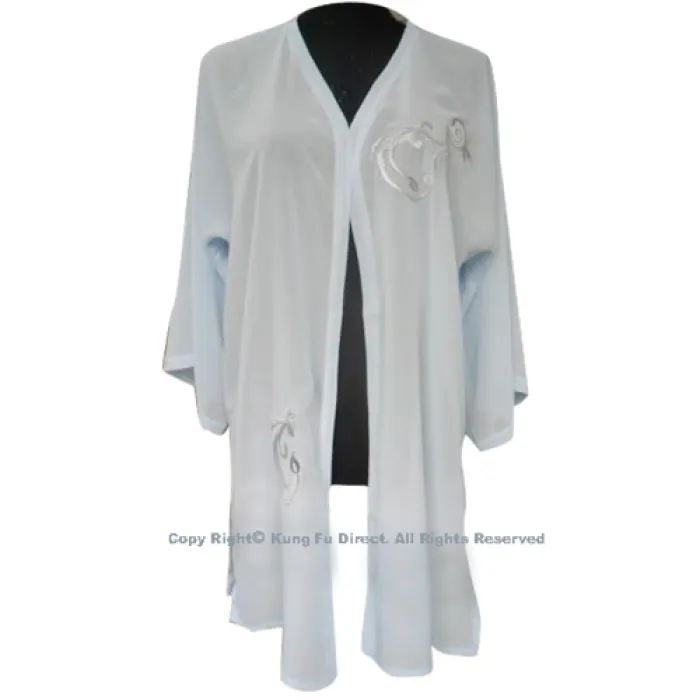 UC115 - Light Blue Shawl with Sliver Flower Embroidery