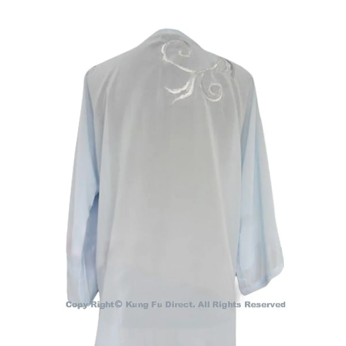 UC115 - Light Blue Shawl with Sliver Flower Embroidery