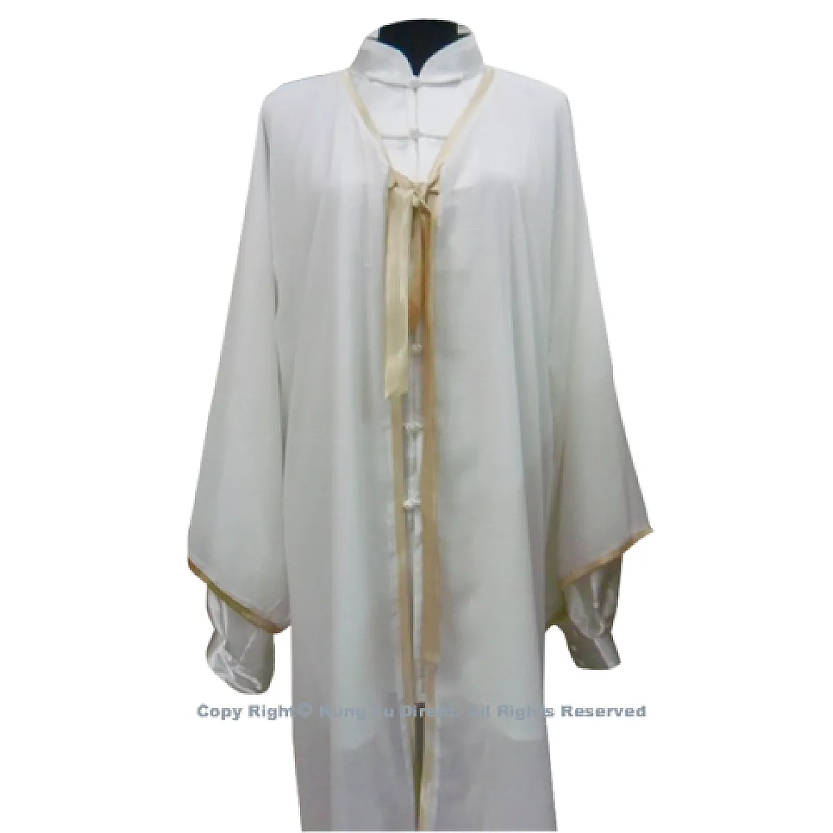 UC122 - White Shawl with Dark Gold Trim－ Shawl Only 