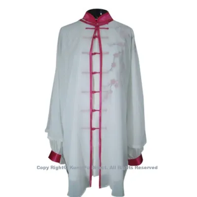 UC127 - White Shawl with Magenta Trim and Button－ Shawl Only