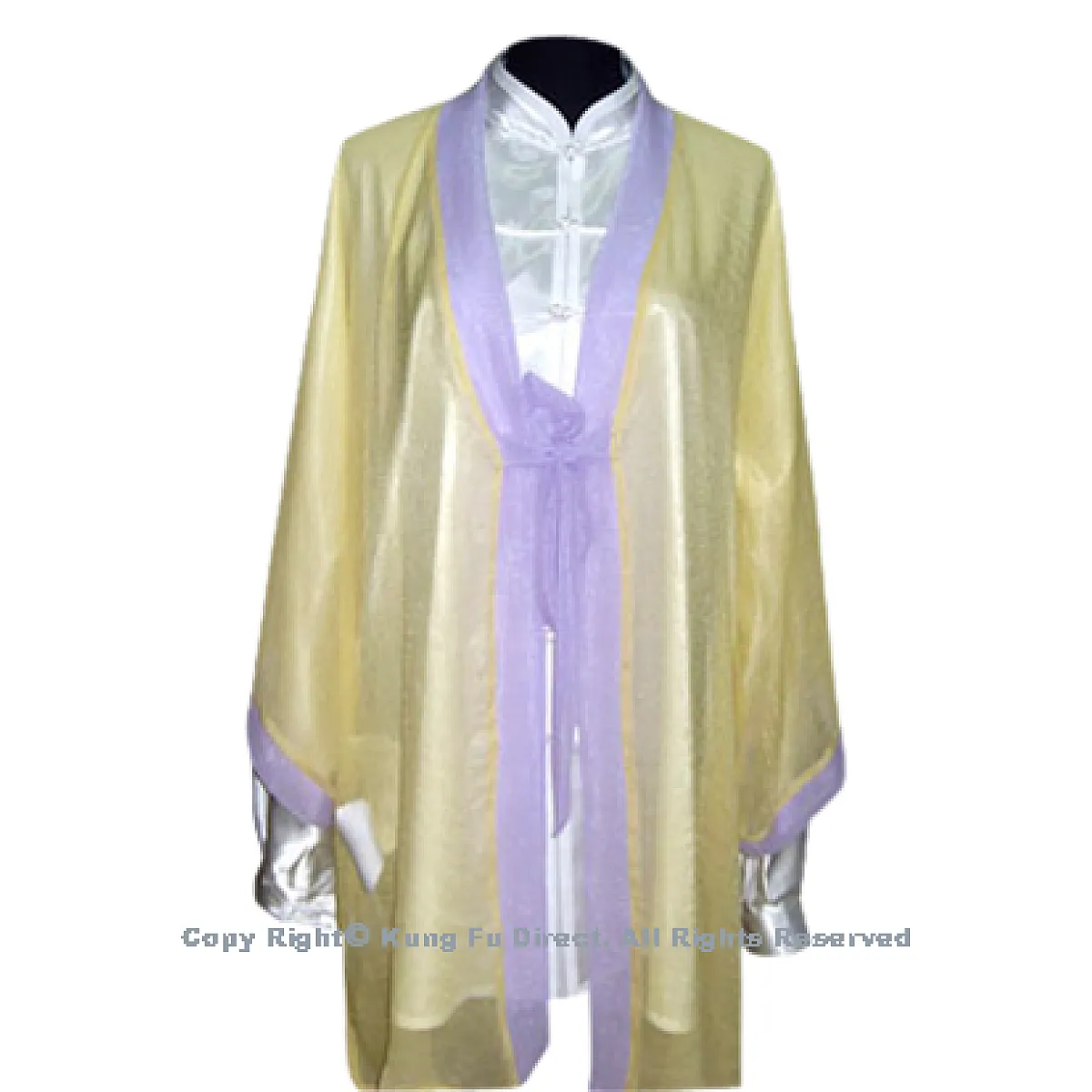 UC129 - Yellow Shawl with Light Purple Trim－ Shawl Only