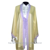 UC129 - Yellow Shawl with Light Purple Trim－ Shawl Only