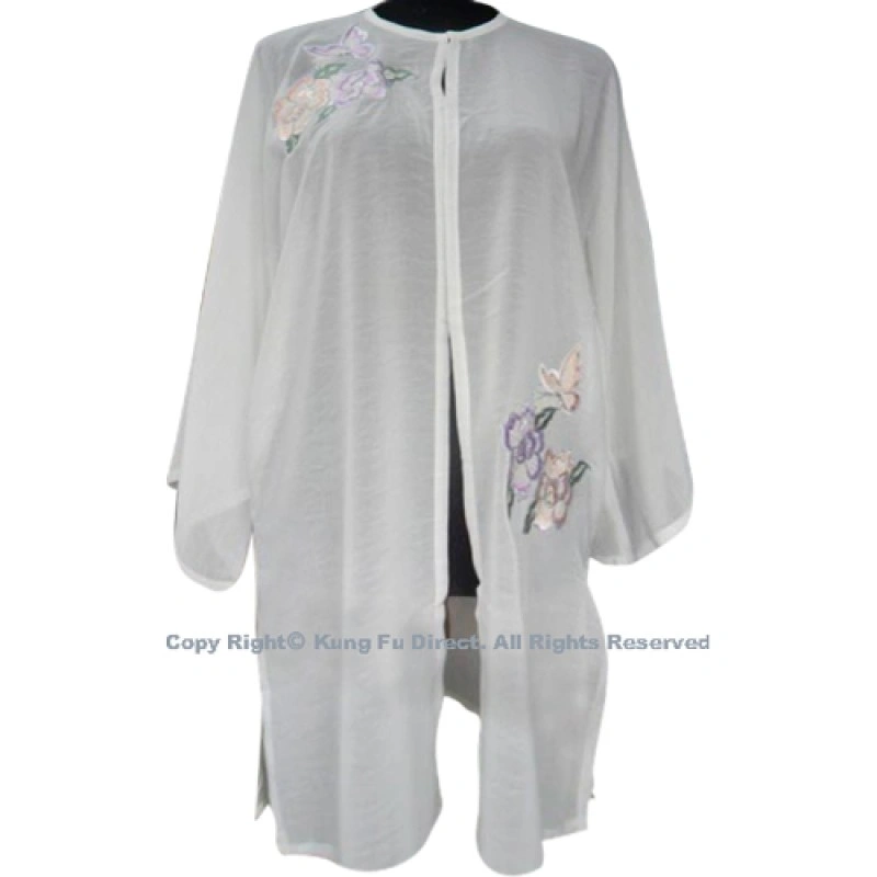 UC132 - White Shawl with Butterfly/Flower Embroidery