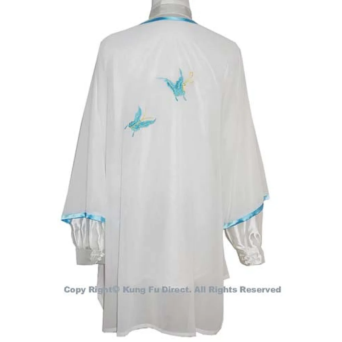 UC137 - White Shawl with Blue Leaf Embroidery