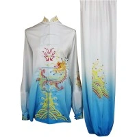 UC201 - White and Blue Gradient Fancy Design Embroidery Long Sleeves