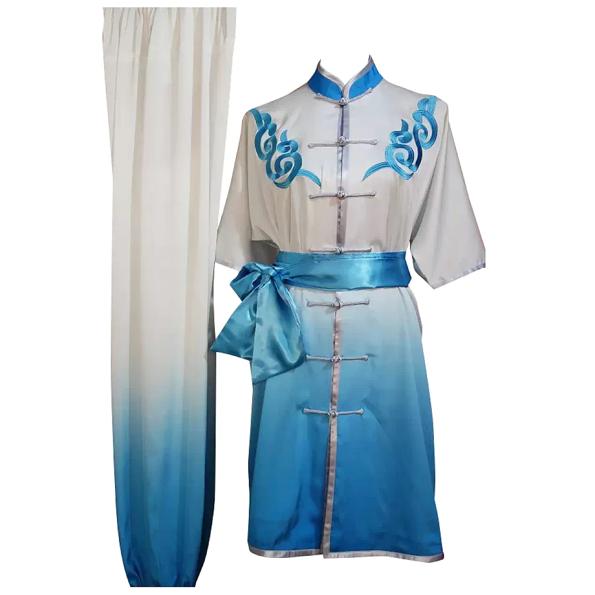 UC203-2 - White and Blue Gradient Fancy Design Embroidery