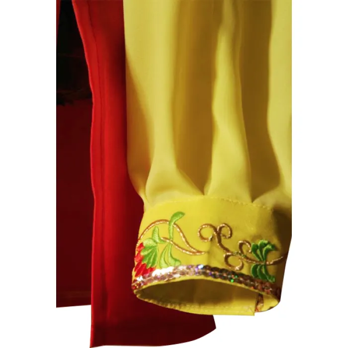 UC207 - Yellow and Red Gradient Flower Embroidery Long Sleeves