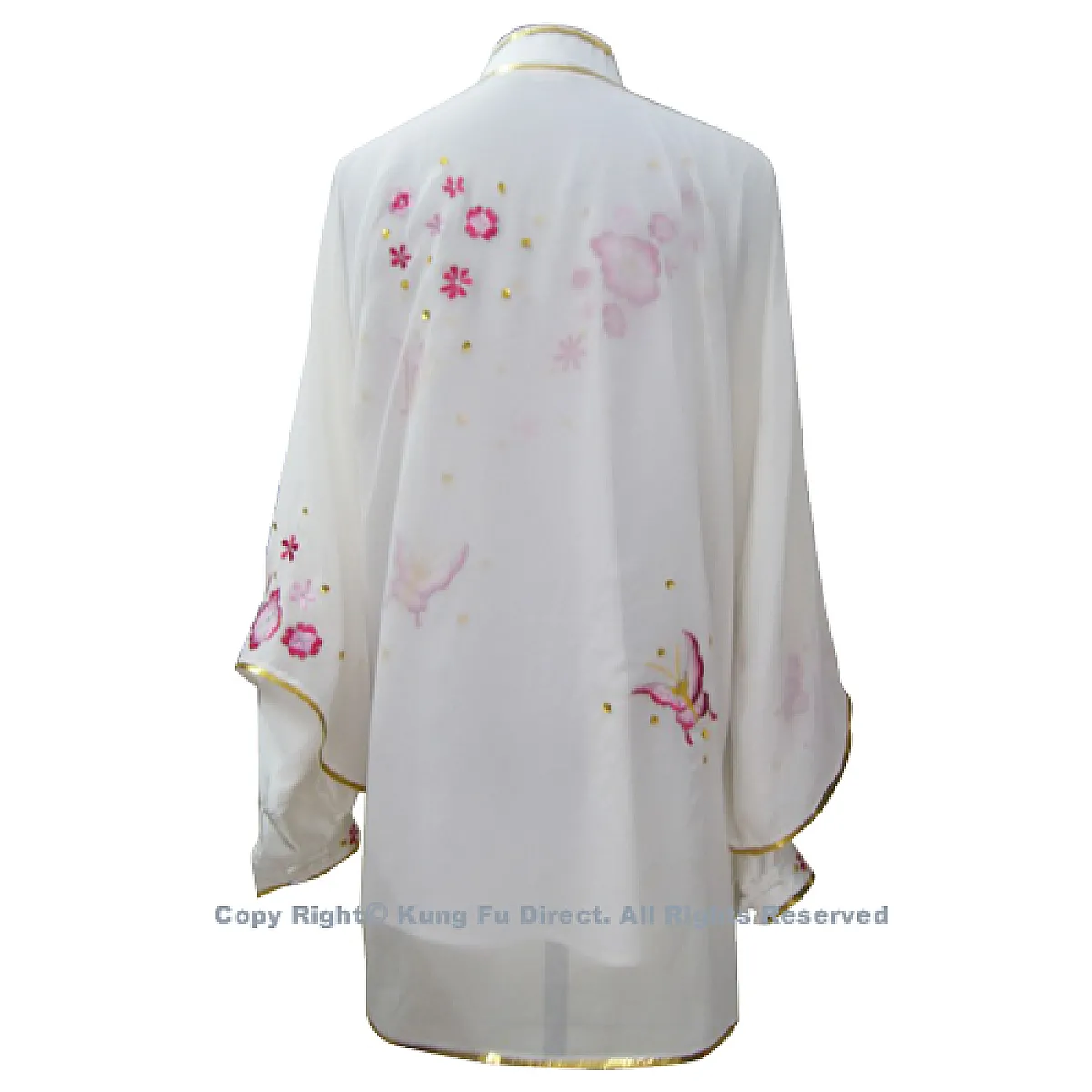 UC803 - White Uniform With Pink Flower Embroidery and White Jewel