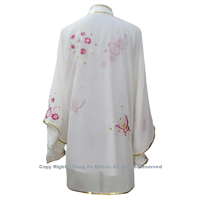 UC803 - White Uniform With Pink Flower Embroidery and White Jewel