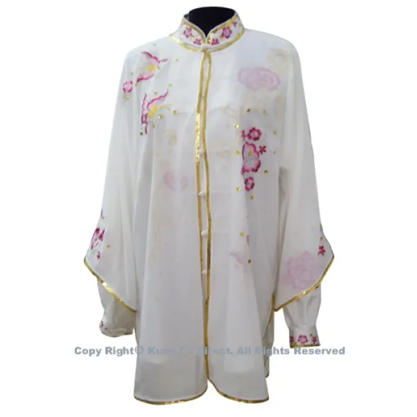UC803 - White Uniform With Pink Flower Embroidery and White Jewel