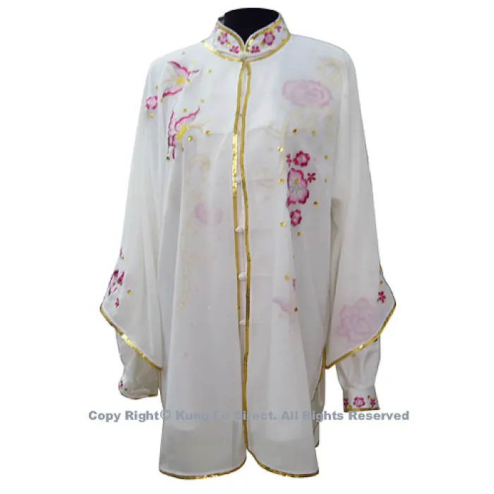 UC803 - White Uniform With Pink Flower Embroidery and White Jewel
