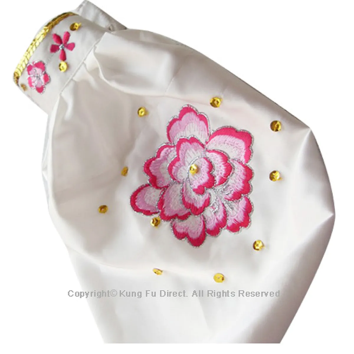UC803 - White Uniform With Pink Flower Embroidery and White Jewel