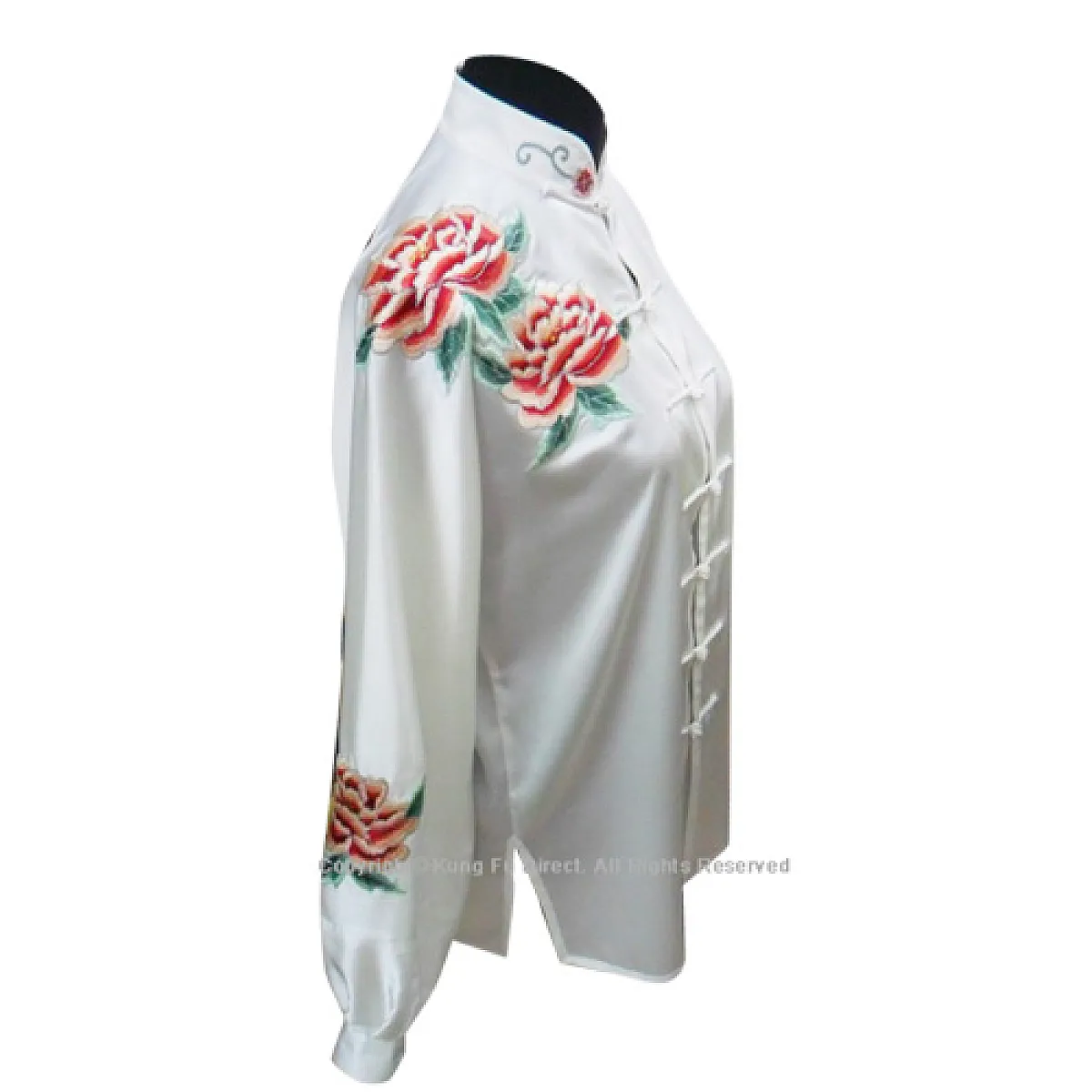 UC814 - White Uniform With Peony Flower Embroidery