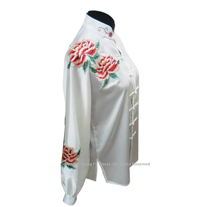 UC814 - White Uniform With Peony Flower Embroidery