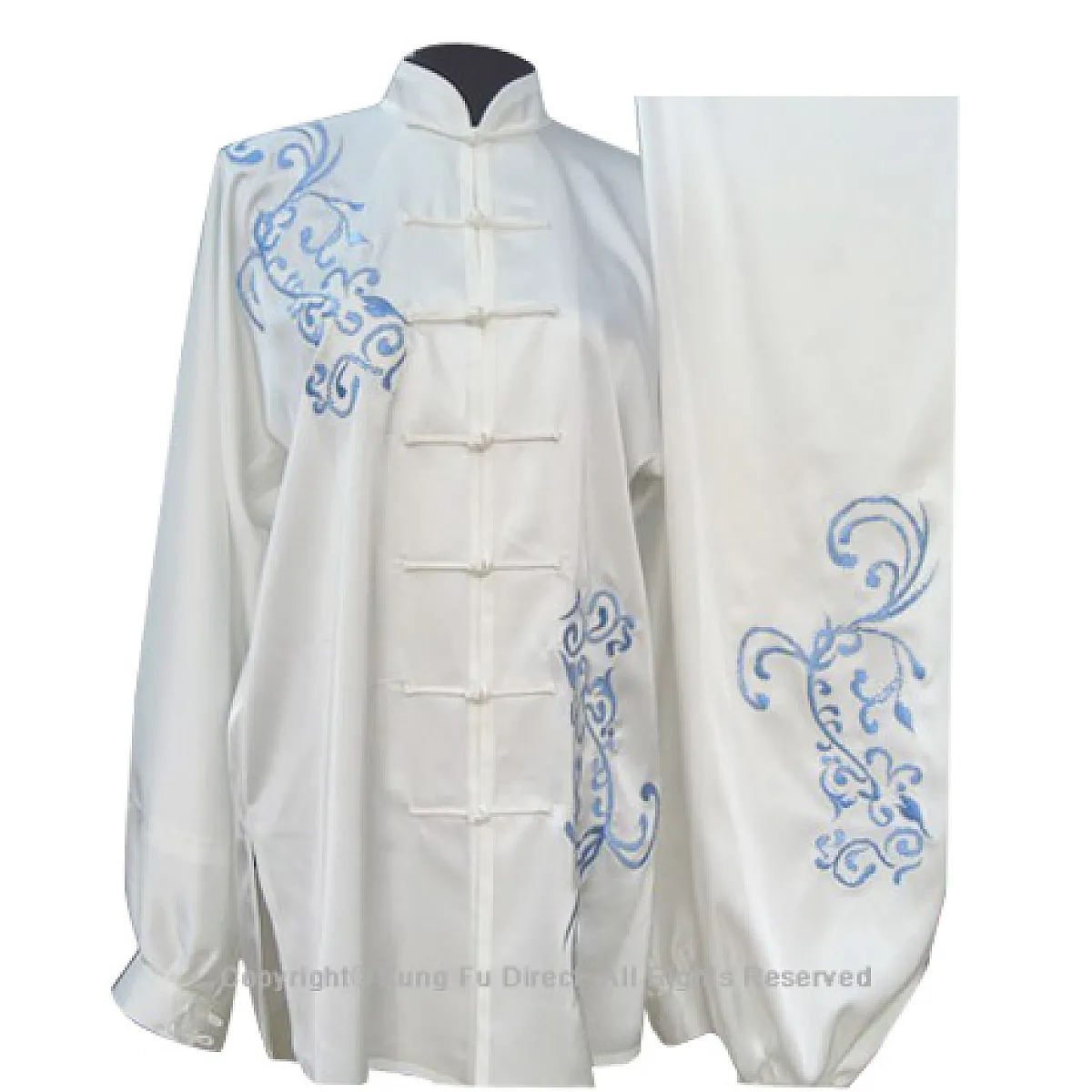 UC822 - White Uniform With Light Blue Flower Embroidery
