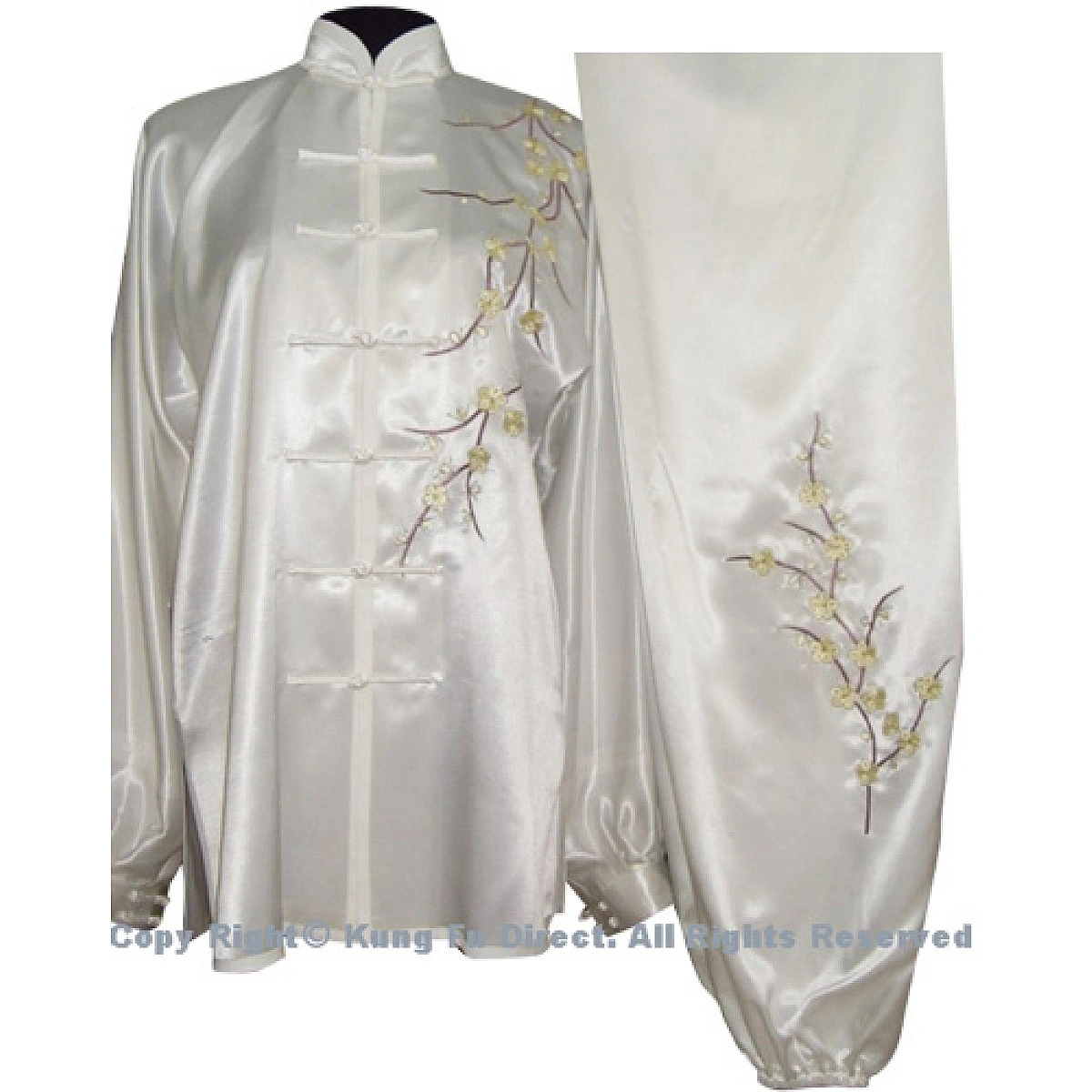UC841 - White Uniform with Filled Blossom Embroidery