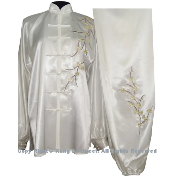 UC841 - White Uniform with Filled Blossom Embroidery