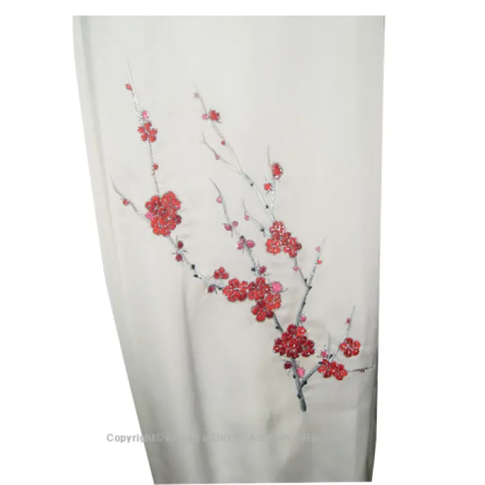 UC856 - White Uniform with Filled Red Blossom Embroidery 