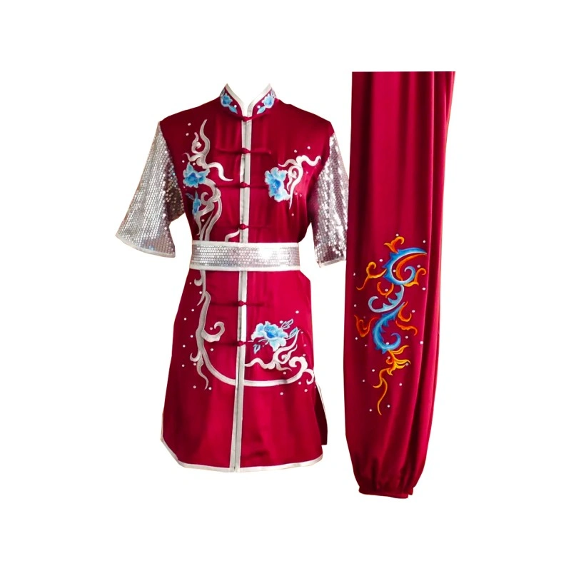 UC2022-3 Wine Red Uniform with Flower and Cloud Wave Embroidery (Pre-Order)