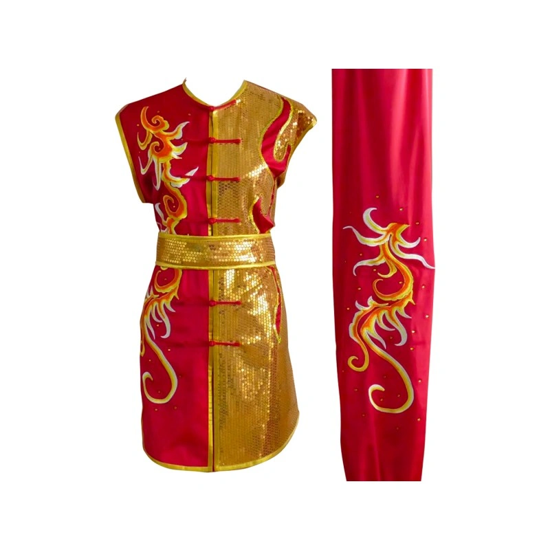 UC2022-38 Red & Gold Dragon Embroidery Wushu Uniform