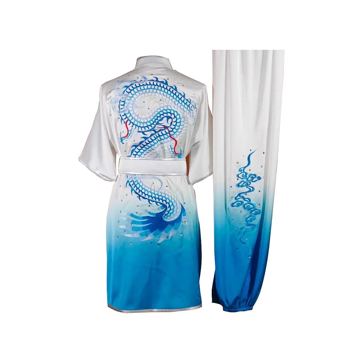 UC2022-46 White & Blue Dragon Embroidery Wushu Uniform