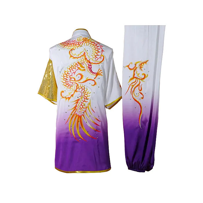 UC2022-51 White & Purple Gold Dragon Embroidery Wushu Uniform