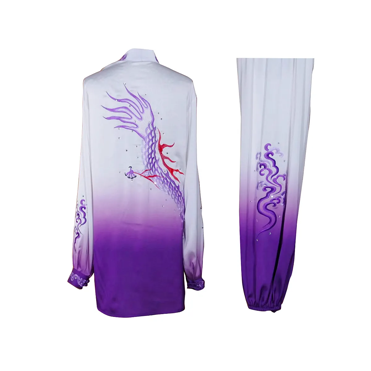 UC2022-54 White & Purple Gradient Dragon Embroidery Wushu Uniform