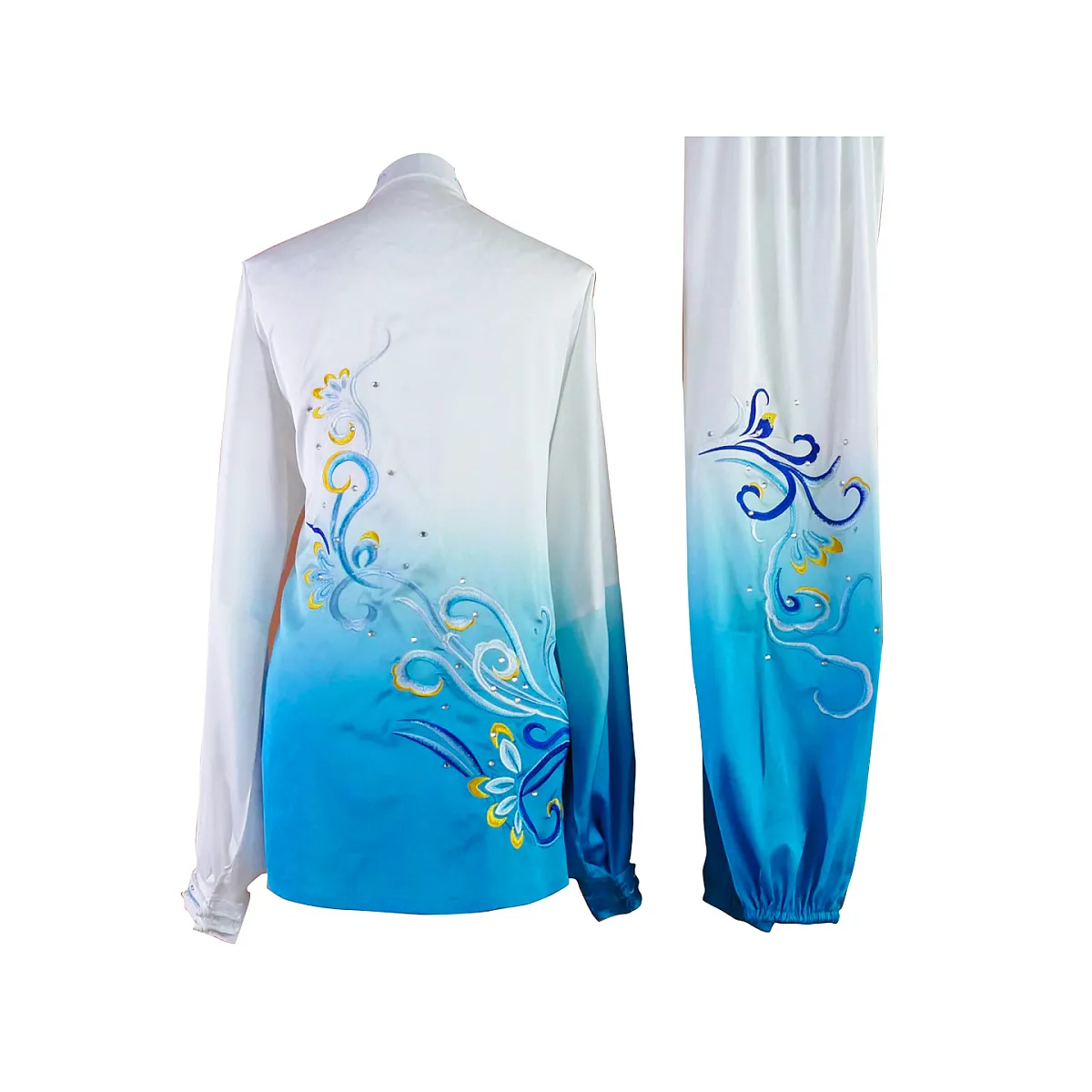 UC2022-70 White & Blue Flowing Cloud Wushu Uniform